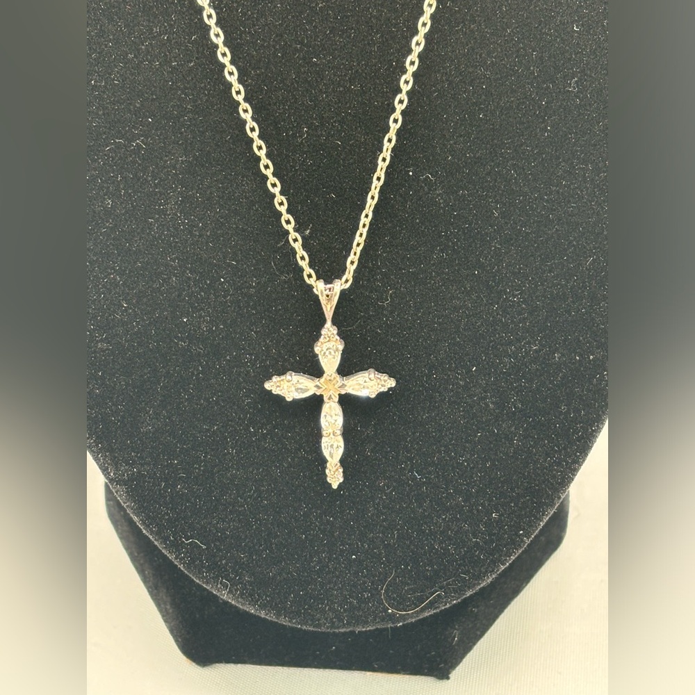 Silver Diamond Cross Necklace